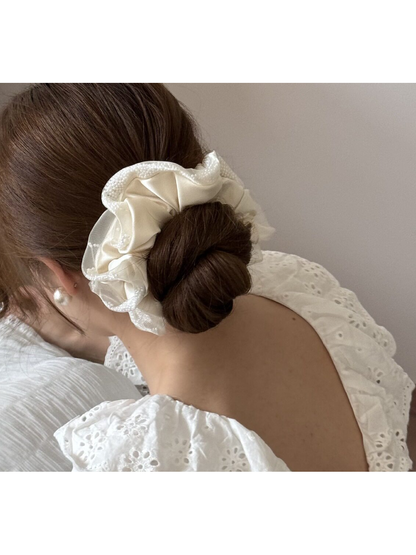 Gifty - Oversized Satin Mesh Edge Hair Scrunchie