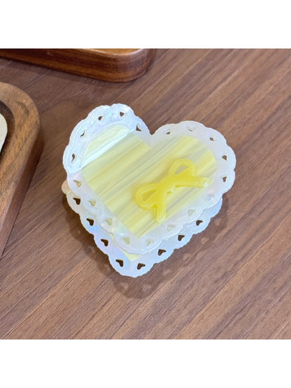 Beau - Acetic Acid Bowknot Heart-shaped Hairpin