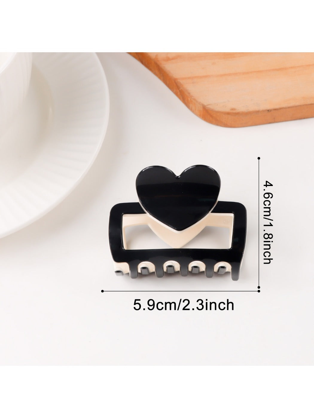 Beau - Color Blocking Heart Hair Claw Clip