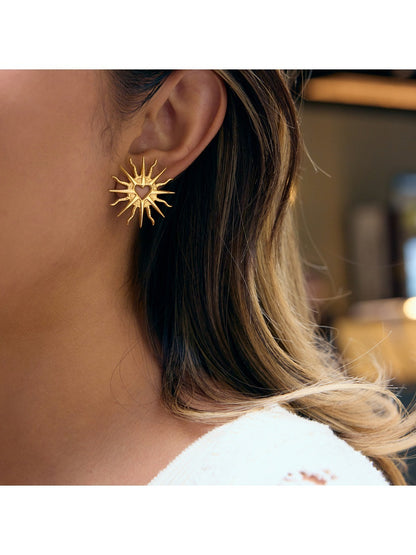 Earedge - Openwork Sunflower Stud Earrings