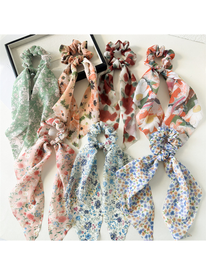 Gifty - Floral Long Tail High Stretch Scrunchie