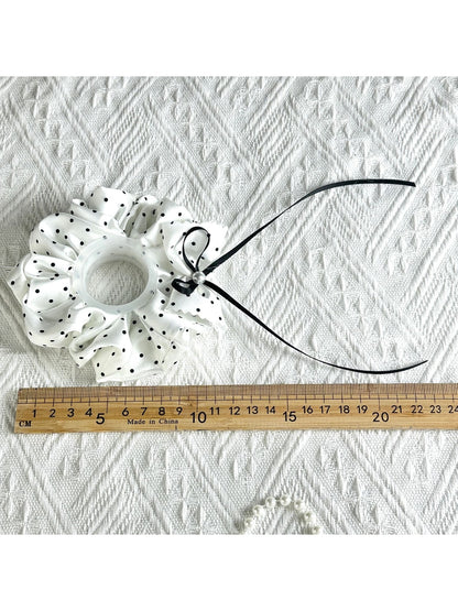 Gifty - Polka Dot Bow Ribbon Polyester Scrunchie