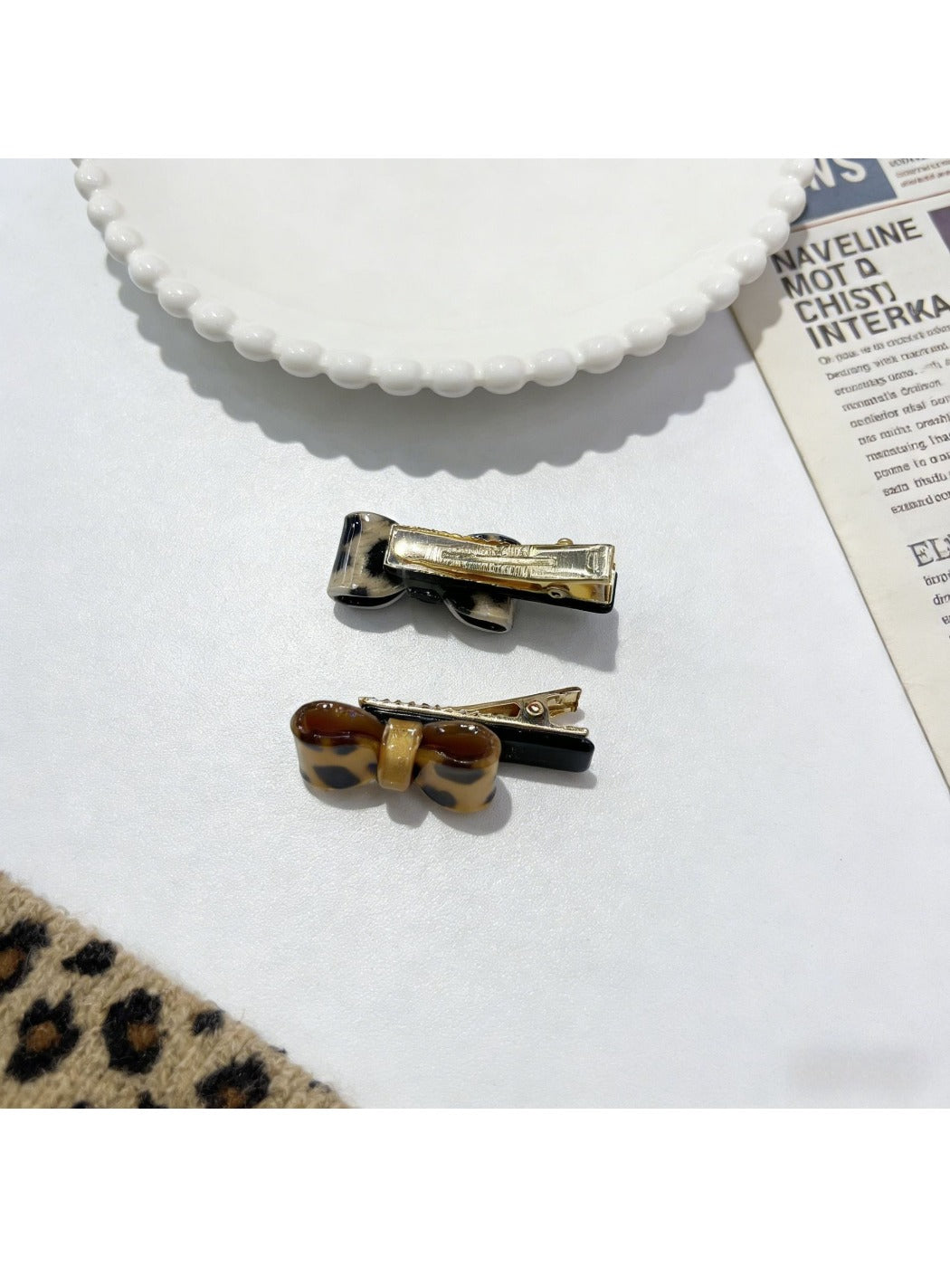 Gifty - Leopard Print Bow Hair Clip Hair Tie