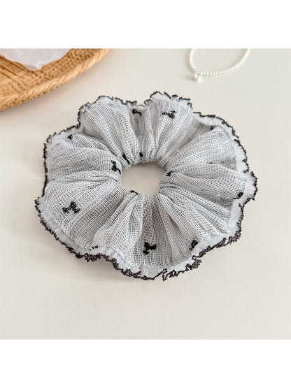 Gifty - Lace Ruffle Mesh Polyester Hair Scrunchie
