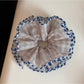 Gifty color block tulle scrunchie displayed in natural light showing fabric texture
