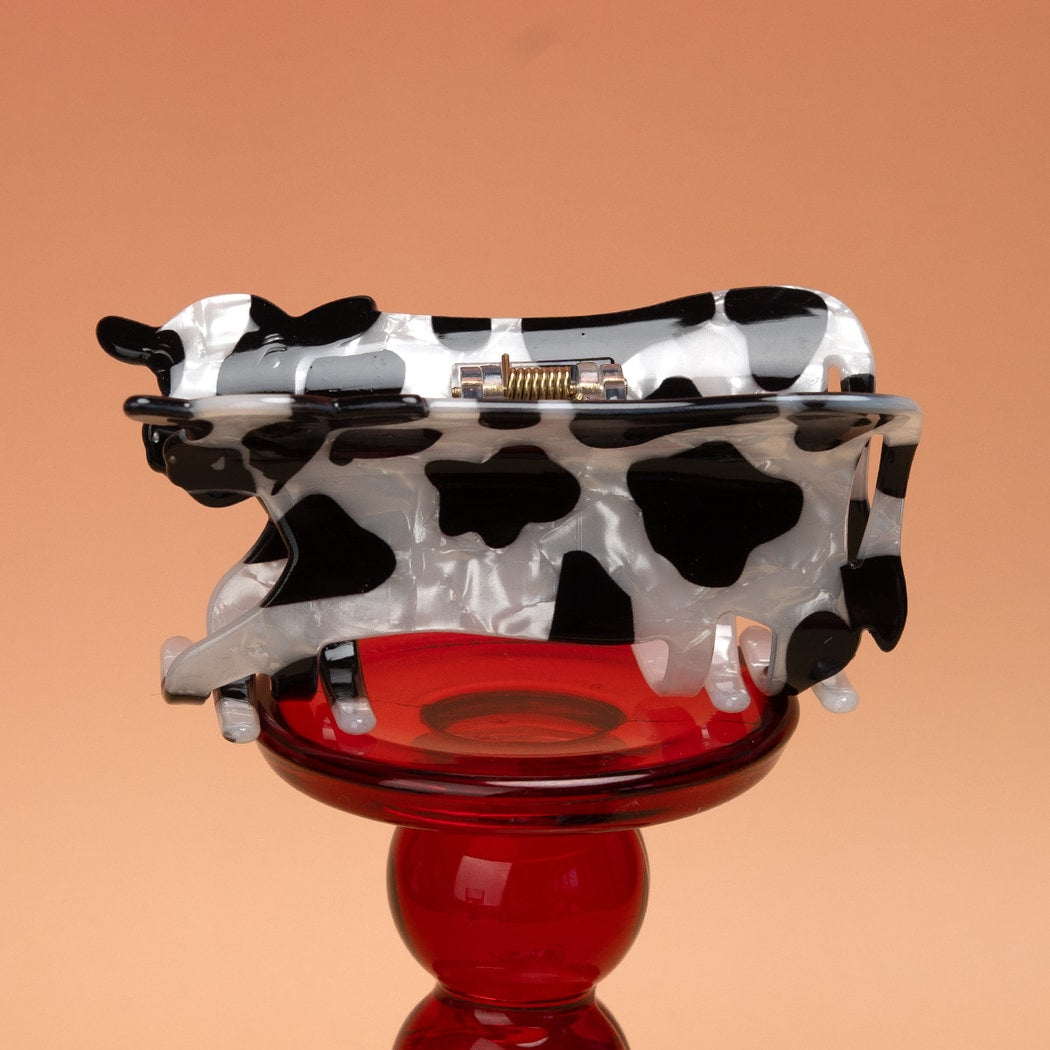 Beau - Cow Print PVC Animal Shape Claw Clip