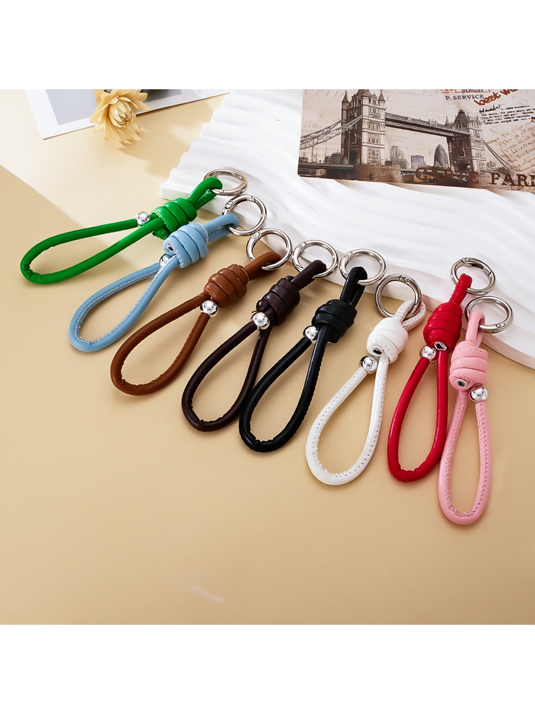 Keypus - Roman Knot Faux Leather Bag Charm Keychain