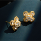 Earedge - Leaf Shape Floral Accent Alloy Stud Earrings