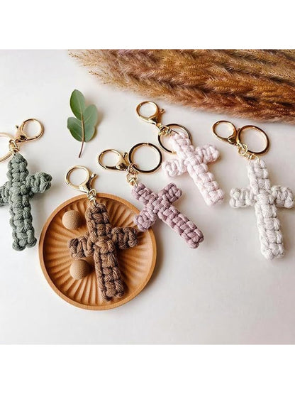 Keypus - Boho Braided Cross Bag Charm Keychain
