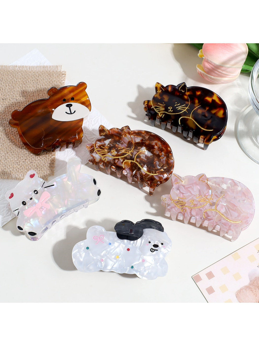 Beau - Glossy Acrylic Animal Design Hair Claw Clip