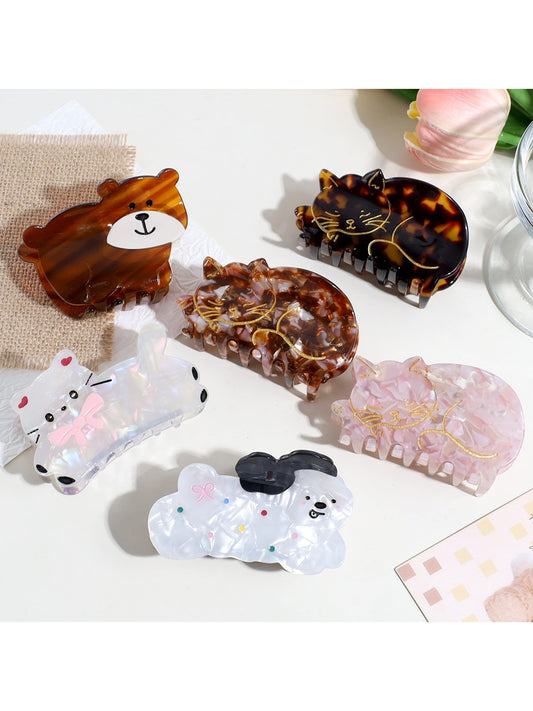 Beau - Glossy Acrylic Animal Design Hair Claw Clip