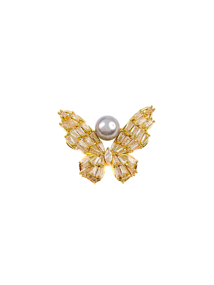 Brovia - Butterfly Detail Bow Shape Alloy Brooch