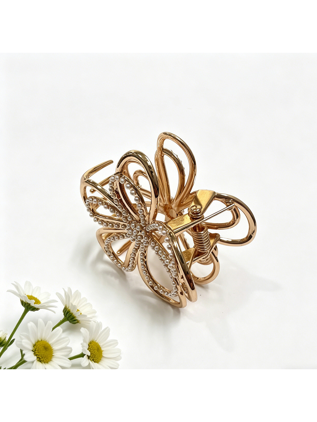 Beau - Petal Shape Rhinestone Hair Claw Clip