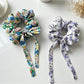 Gifty - Floral Print Bow Detail Polyester Scrunchie