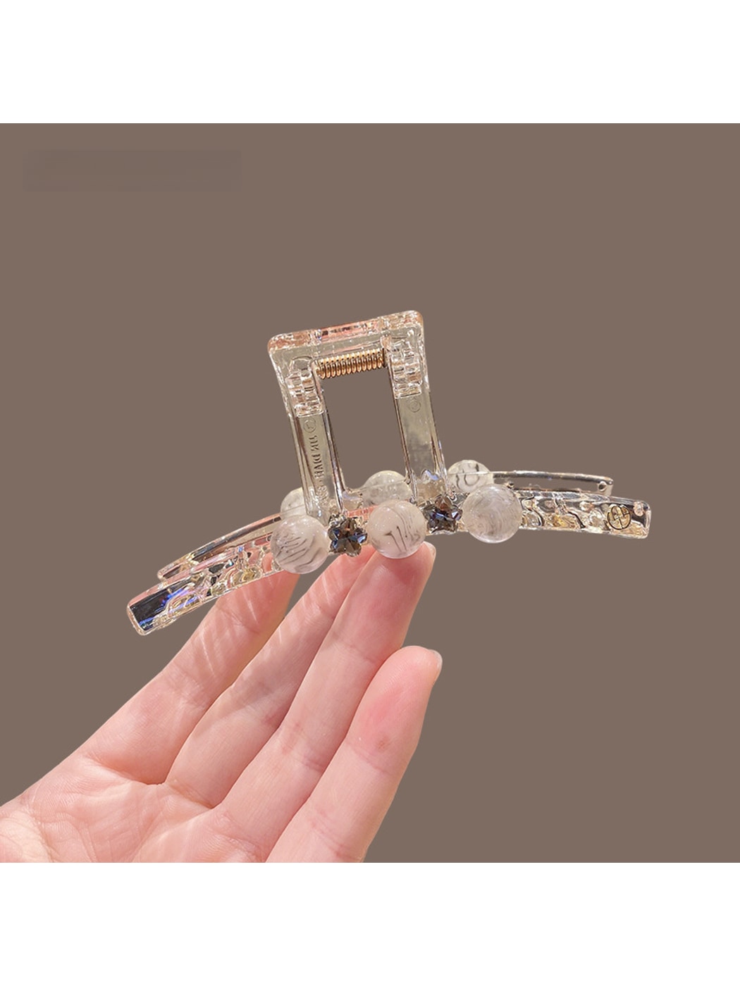 Beau - Transparent Beaded PVC Alloy Claw Clip
