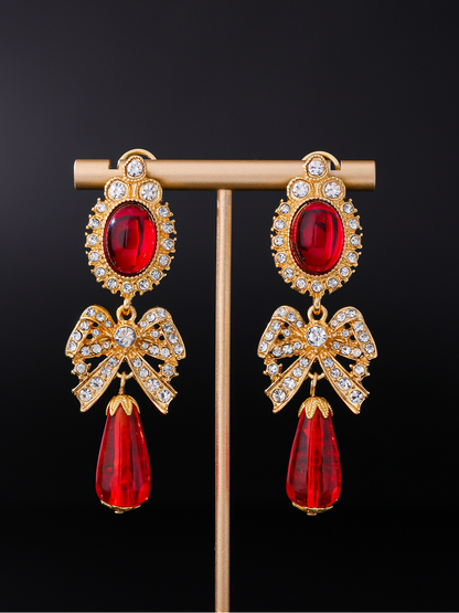 Earedge - Vintage Bow Drop Stud Earrings