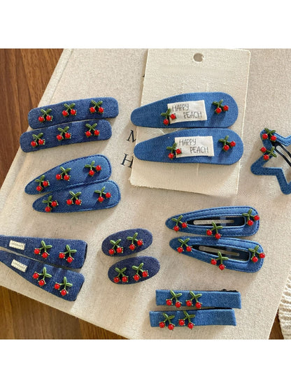 Beau - Blue Cherry Geometric Hair Clip