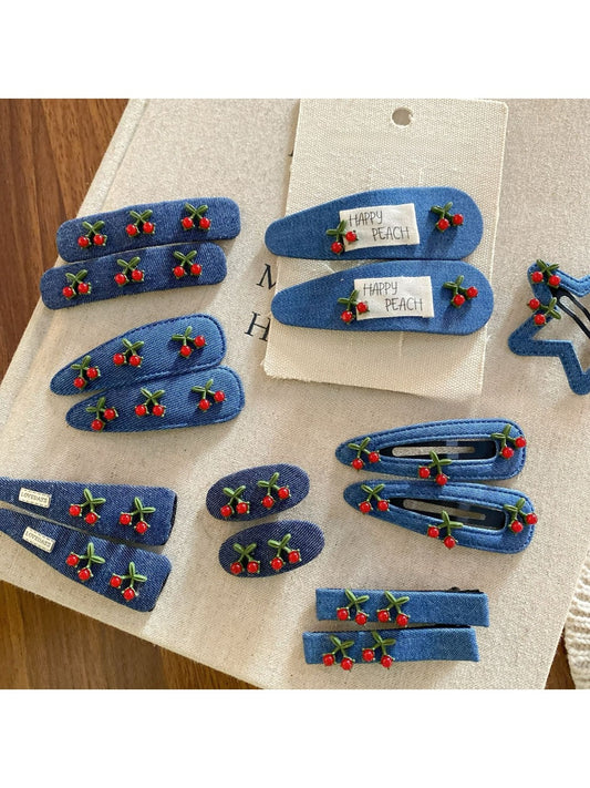 Beau - Blue Cherry Geometric Hair Clip