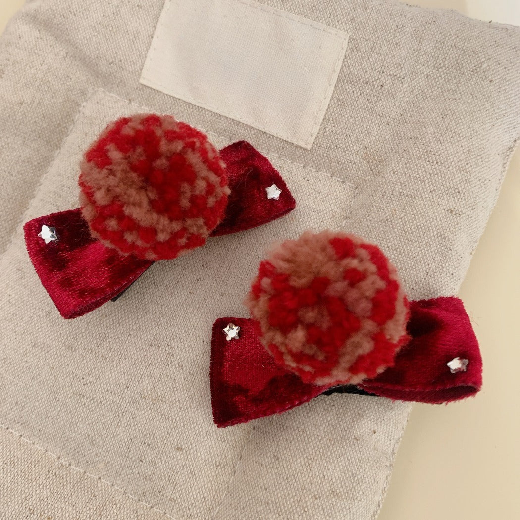 Beau - Pom-Pom Bow 2 Pack Hair Clip