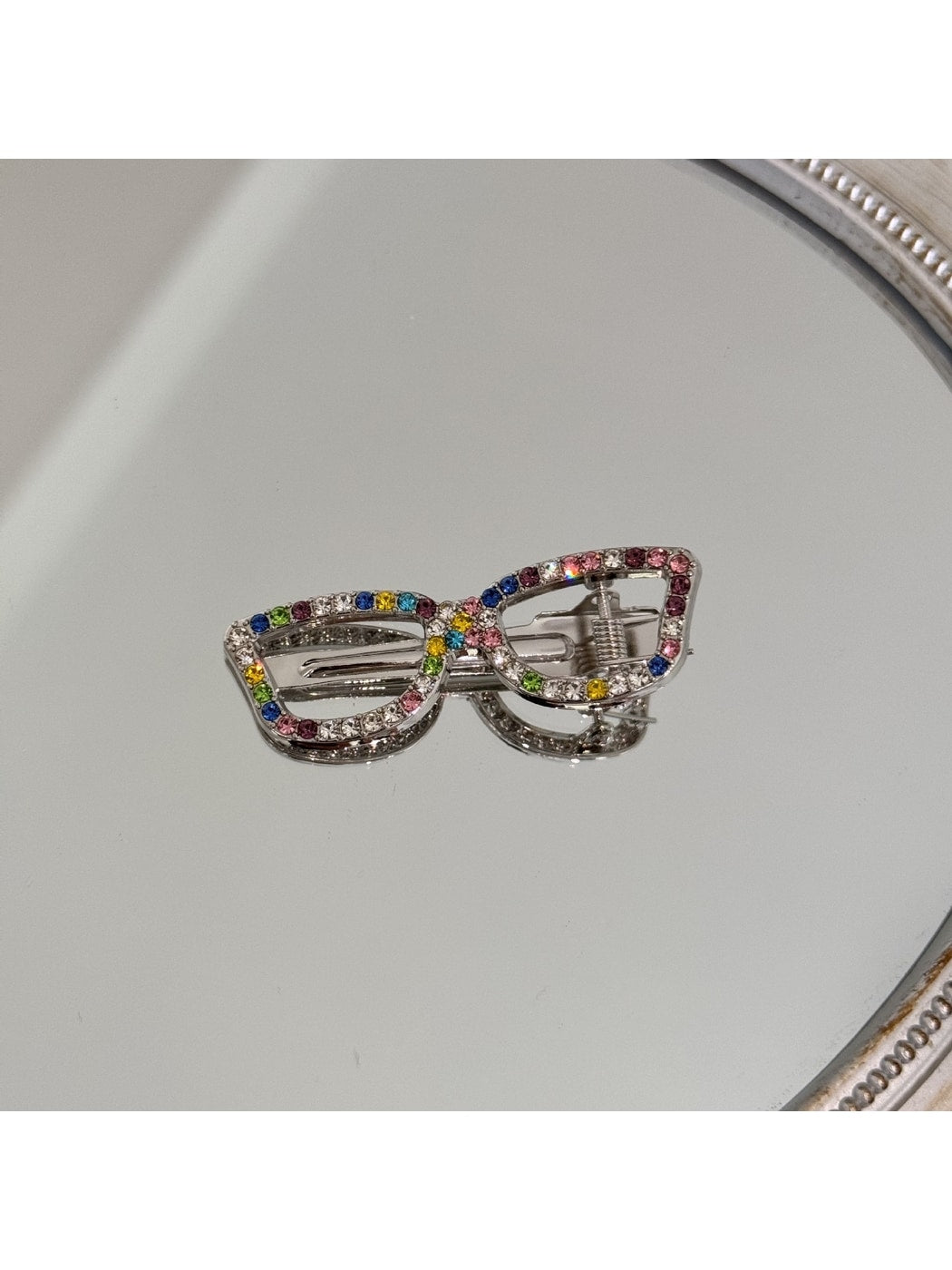 Beau - Rhinestone Eyeglasses Shape Alloy Hair Clip
