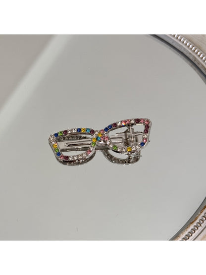 Beau - Rhinestone Eyeglasses Shape Alloy Hair Clip