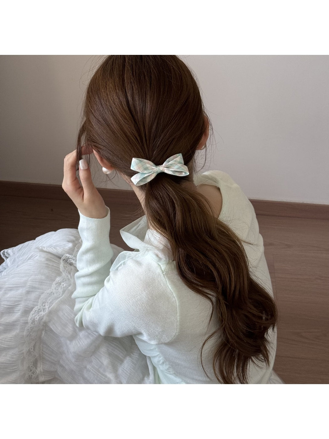 Gifty - Sweet Style Plaid Bow Decorative Ponytail Hair Tie