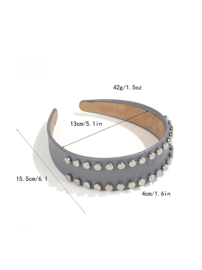 Gifty - PU Double Row Studded Geometric Headband