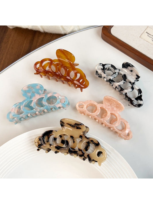Beau - Openwork Geometric Acetate Alloy Claw Clip
