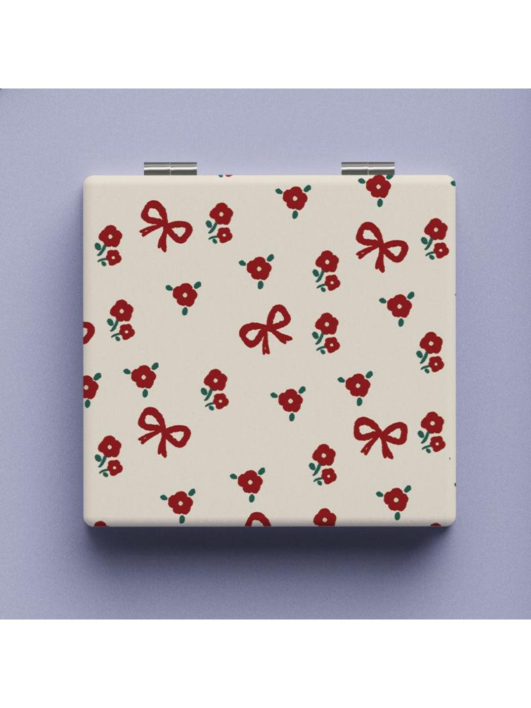 Mirroray - Adorable Red Floral Square Compact Mirror