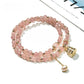 Lovra elegant bracelet with pink crystal beads and colorblock design on a white background