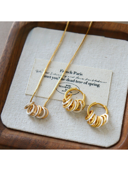 Earedge - Round Layered Alloy Geometric Earrings