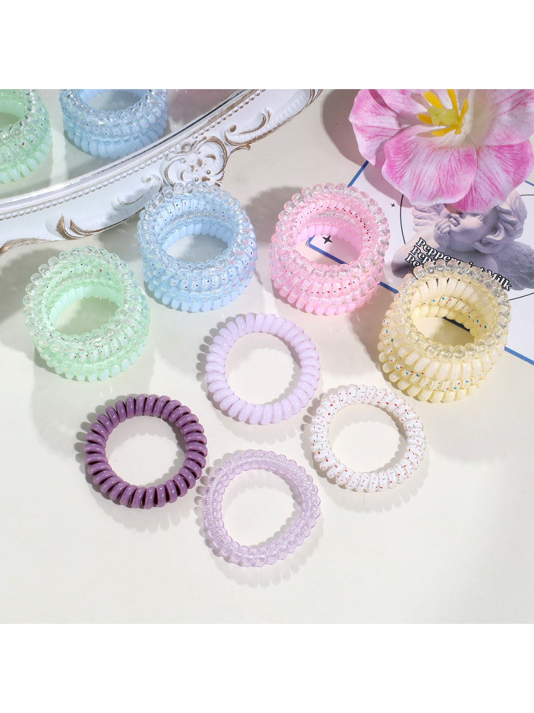 Gifty - Mixed Color Plastic Spiral Ponytail Coil Hair Tie
