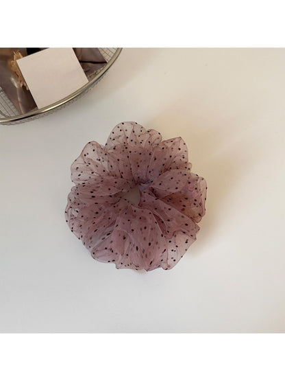 Gifty - Sweet Style Lavender Polka Dot Mesh Scrunchie
