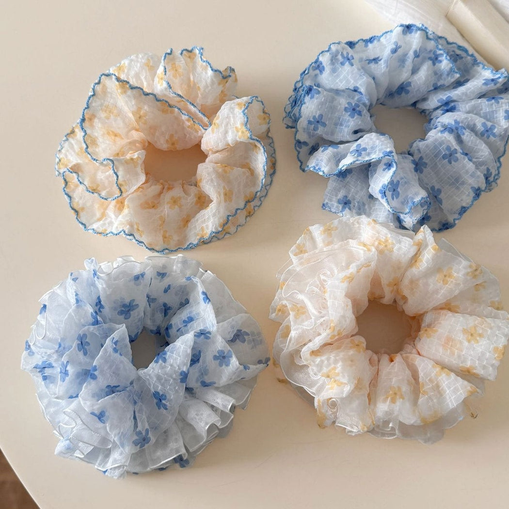 Gifty - Floral Double Layer Ruffle Scrunchie
