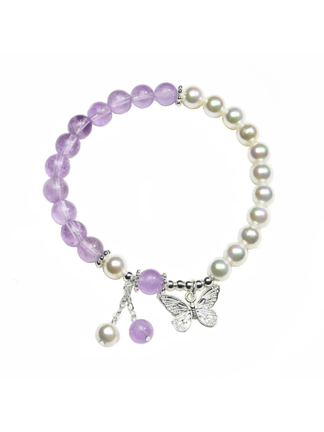 Lovra - Butterfly Pendant Crystal Beaded Bracelet