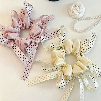 Gifty - Polka Dot Ribbon Bow Polyester Scrunchie