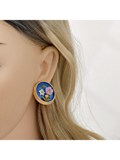 Earedge - Parisian Thin-Wash Floral Stud Earrings