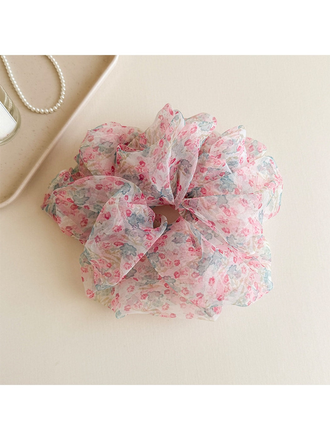 Gifty - Floral Organza Look High Stretch Scrunchie