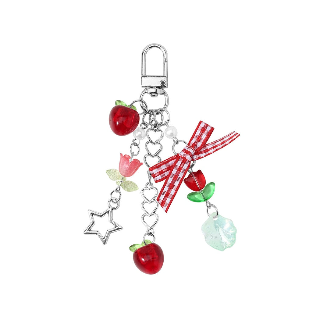 Keypus - Sweet Plaid Bow Apple Tulip Keychain