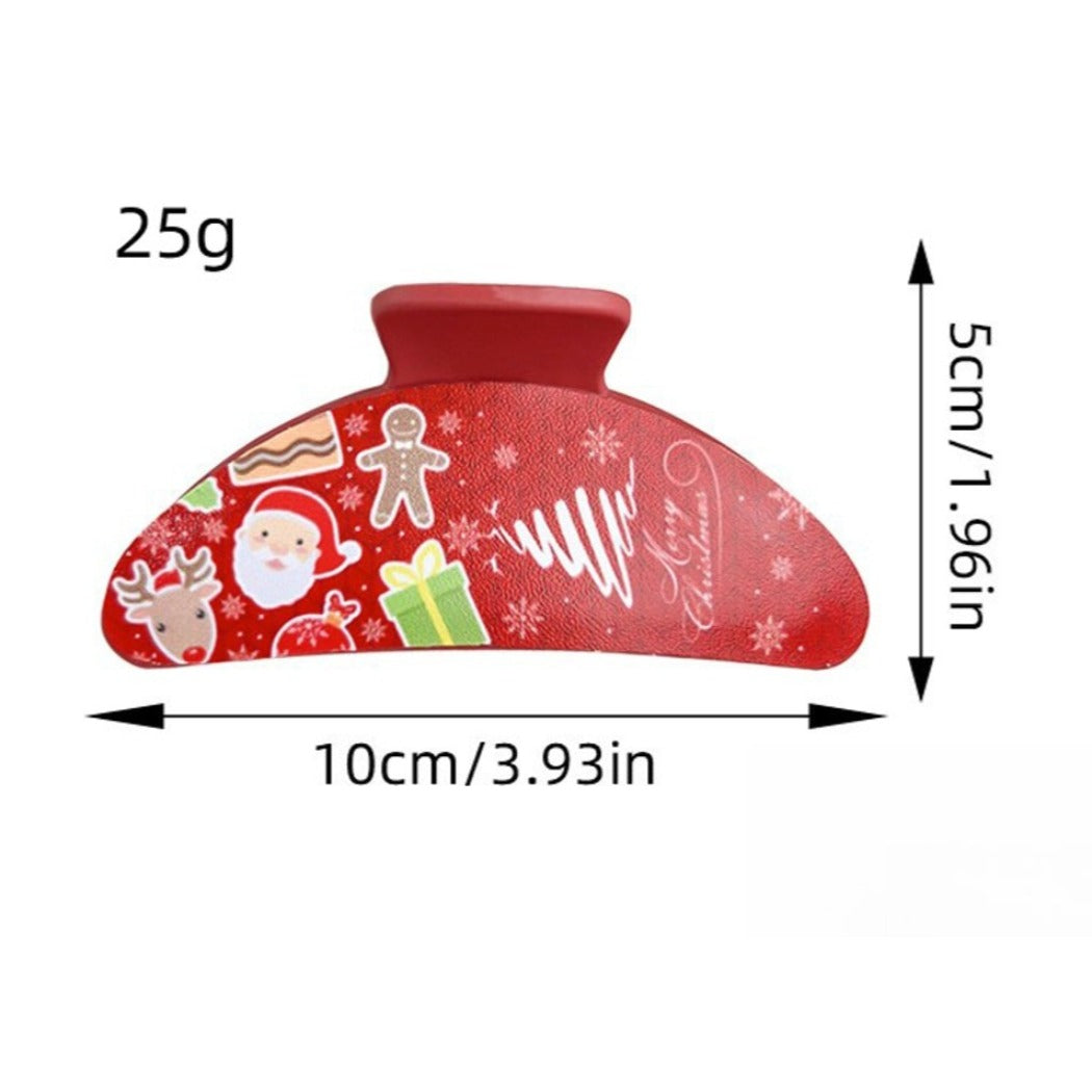 Beau - Classic Christmas Theme Print Claw Clip