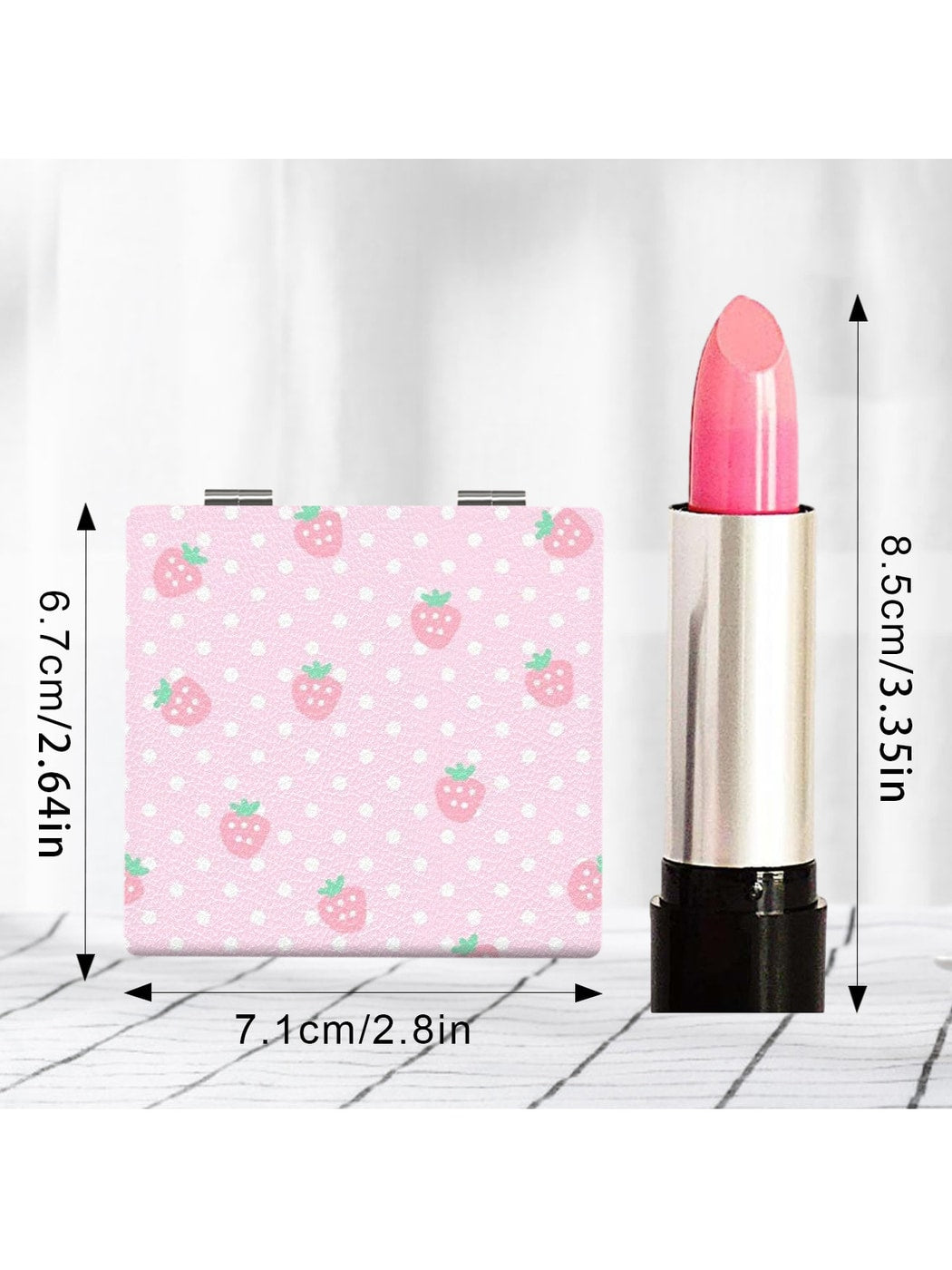 Mirroray - Strawberry Print PU Folding Makeup Mirror