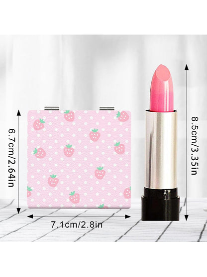 Mirroray - Strawberry Print PU Folding Makeup Mirror