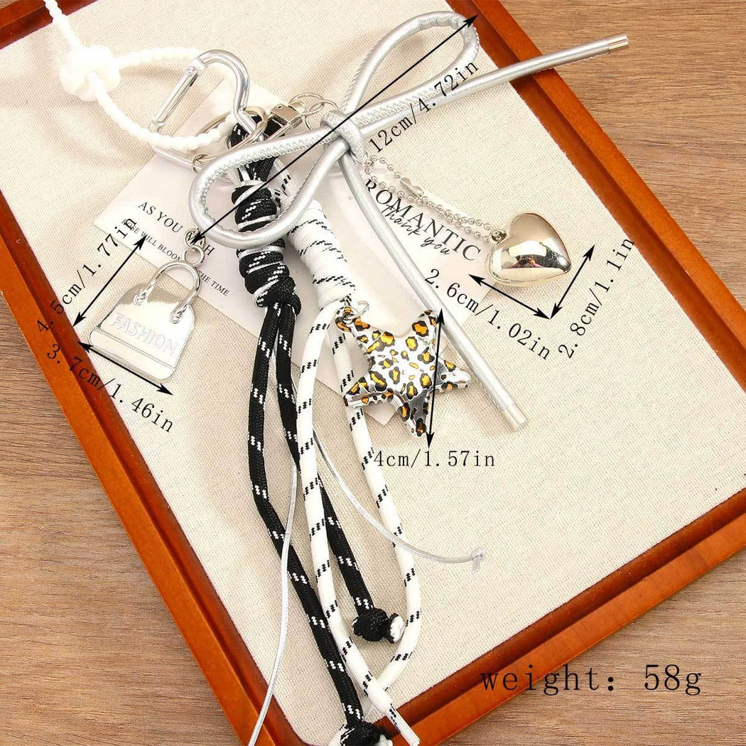 Keypus - Silver Star Braided Rope Keychain Bag Charm