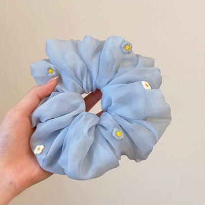 Gifty - Delicate Embroidered Flower Mesh Scrunchie