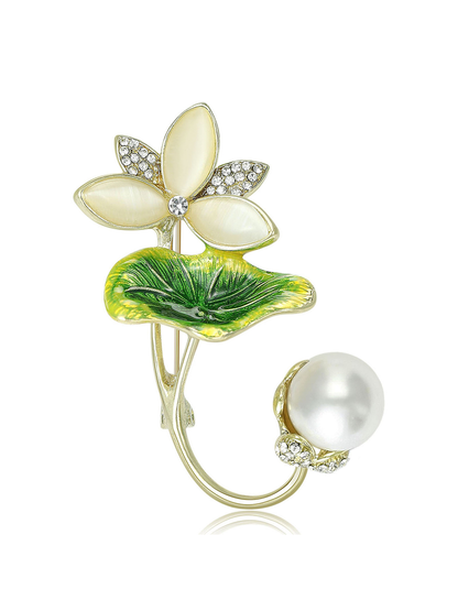 Brovia - Lotus Flower Alloy Decorative Lapel Brooch