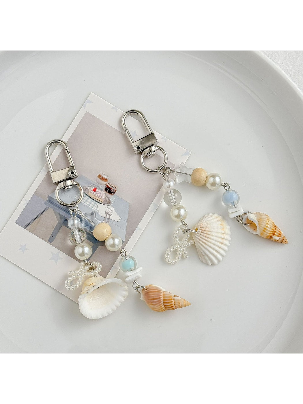 Keypus - Plastic Alloy Marine Motif Beaded Bag Keychain