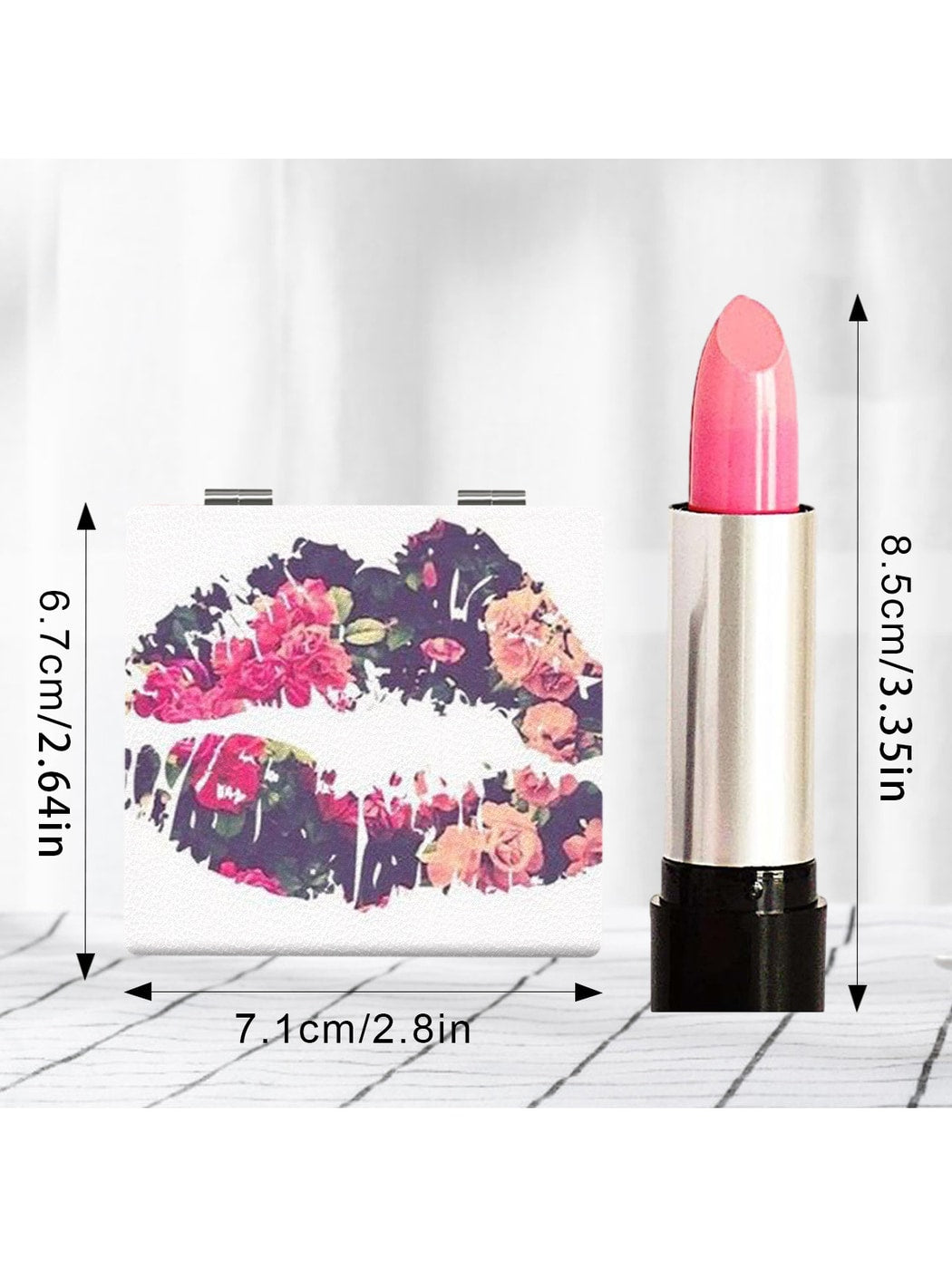 Mirroray - Decorative Floral Print Portable Makeup Mirror