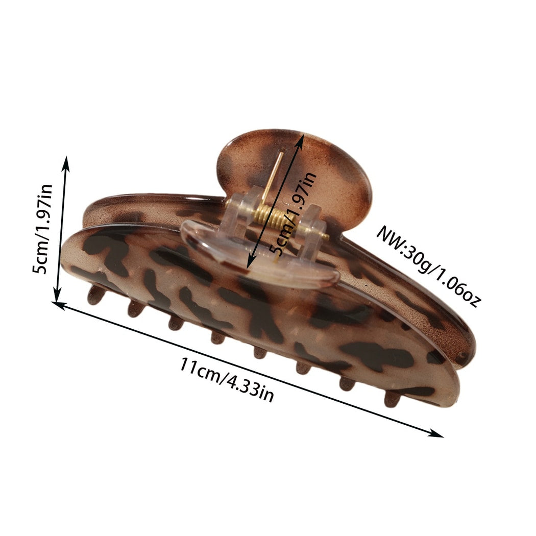 Beau - Glossy Leopard Print Rectangular Claw Clip