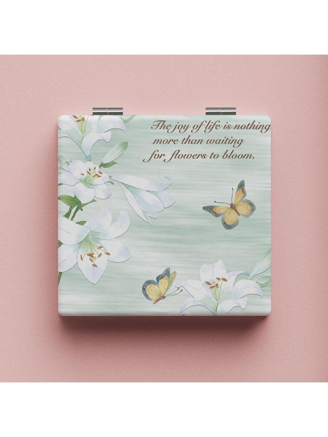 Mirroray - Minimalist Floral Pattern Square Compact Mirror