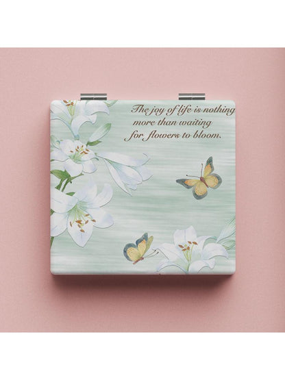 Mirroray - Minimalist Floral Pattern Square Compact Mirror